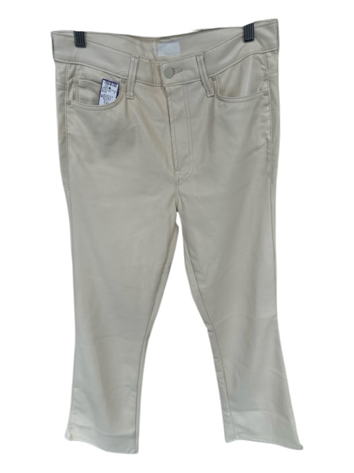 Mother Size 28 Cream Vegan Leather High Waist Bootcut Pants Cream / 28
