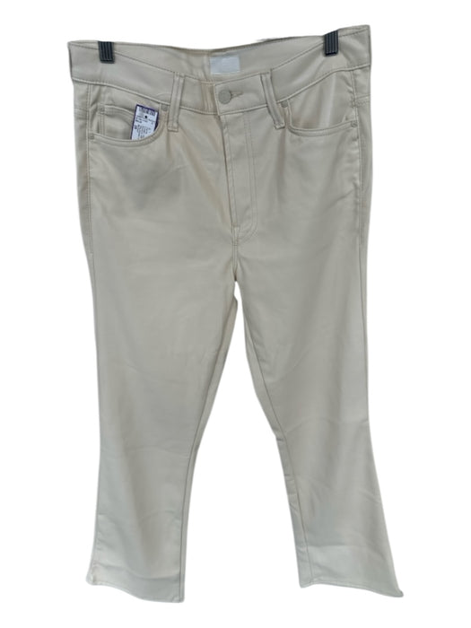 Mother Size 28 Cream Vegan Leather High Waist Bootcut Pants Cream / 28