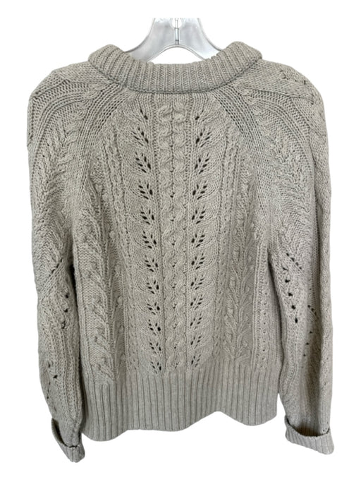 Veronica Beard Size M Bone Wool Blend Cable Knit Loose Knit Long Sleeve Sweater Bone / M
