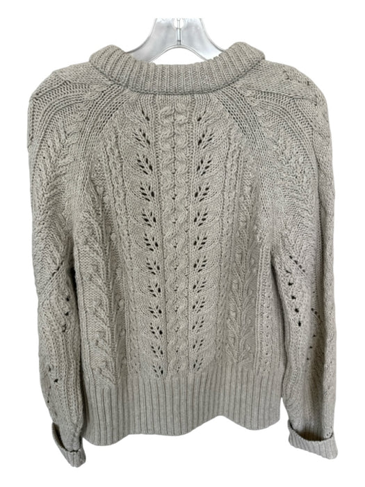 Veronica Beard Size M Bone Wool Blend Cable Knit Loose Knit Long Sleeve Sweater Bone / M