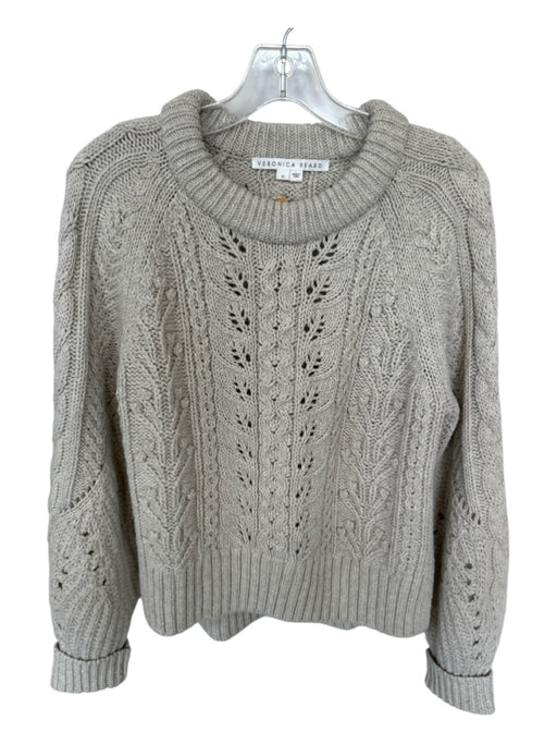 Veronica Beard Size M Bone Wool Blend Cable Knit Loose Knit Long Sleeve Sweater Bone / M