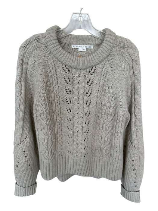 Veronica Beard Size M Bone Wool Blend Cable Knit Loose Knit Long Sleeve Sweater Bone / M