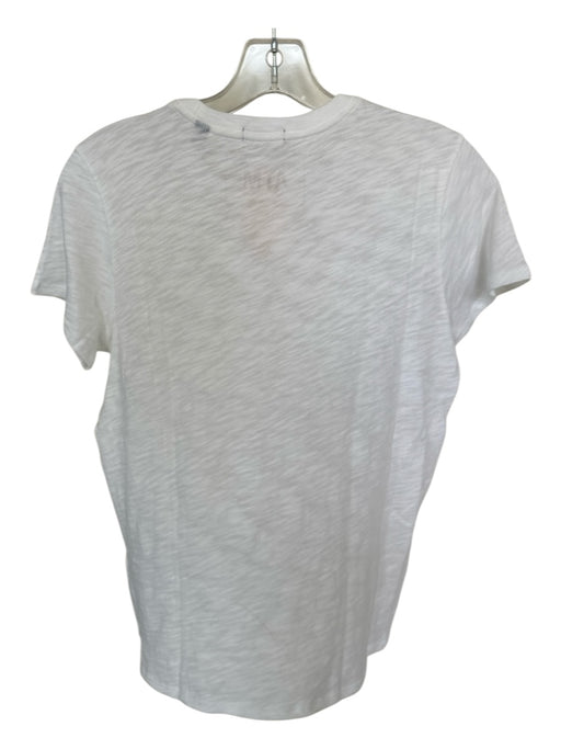 ATM Size M White Cotton Short Sleeve Burnout Top White / M