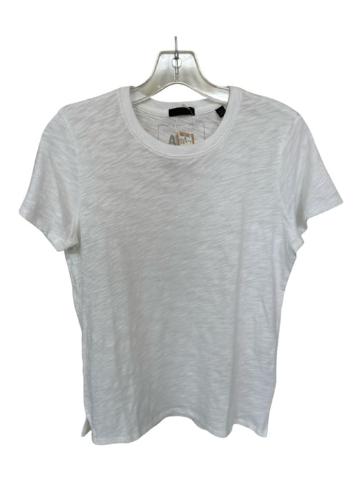 ATM Size M White Cotton Short Sleeve Burnout Top White / M