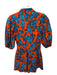Hunter Bell Size 4 Orange & Blue Cotton Long Balloon Sleeve Flowers Romper Orange & Blue / 4