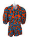 Hunter Bell Size 4 Orange & Blue Cotton Long Balloon Sleeve Flowers Romper Orange & Blue / 4