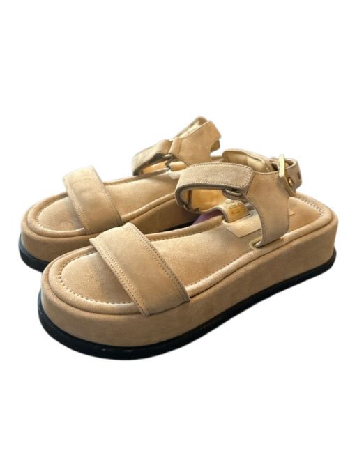 Brochu Walker Shoe Size 9 Tan Suede Velcro Platform Sandals Tan / 9