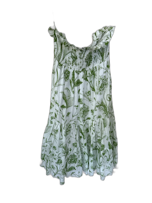 Olivia James Size S White & Green Cotton Smocked Waist Band Botanical Maxi Skirt White & Green / S