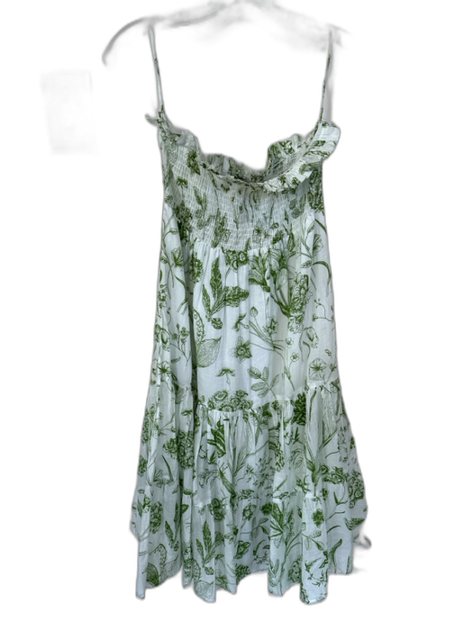 Olivia James Size S White & Green Cotton Smocked Waist Band Botanical Maxi Skirt White & Green / S