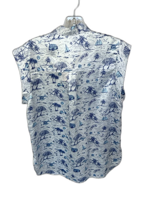 Koch Size M White & Blue Polyester Sleeveless Beach Scene Neck Tie Top White & Blue / M