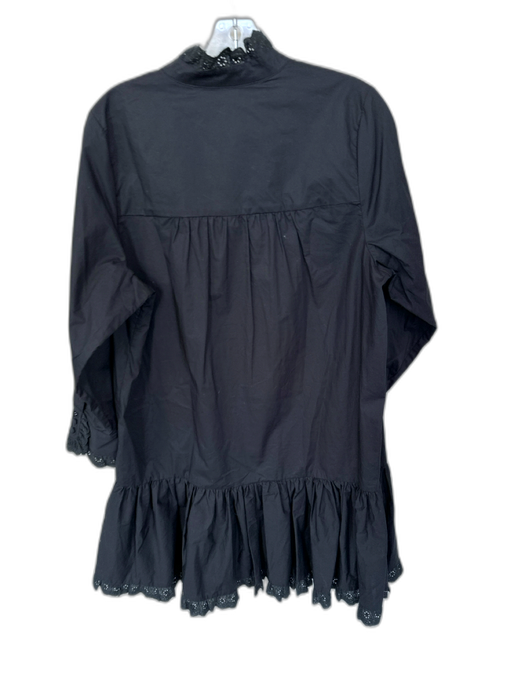 Hunter Bell Size S Black Cotton Long Balloon Sleeve Lace Trim Drop Waist Dress Black / S