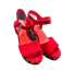 Cecelia New York Shoe Size 9 Red & Black Suede Platform Cork Ankle Strap Sandals Red & Black / 9