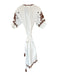 Julia Amory Size S White & Brown Cotton 3/4 Balloon Sleeve V Neck Tassels Dress White & Brown / S