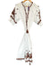 Julia Amory Size S White & Brown Cotton 3/4 Balloon Sleeve V Neck Tassels Dress White & Brown / S