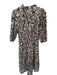 Ba&sh Size M Bone & Black Cotton 3/4 Balloon Sleeve Abstract Button Down Dress Bone & Black / M