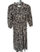Ba&sh Size M Bone & Black Cotton 3/4 Balloon Sleeve Abstract Button Down Dress Bone & Black / M