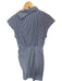 Veronica Beard Size 4 White & Blue Cotton Cap Sleeve Striation Buttons Dress White & Blue / 4