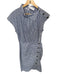 Veronica Beard Size 4 White & Blue Cotton Cap Sleeve Striation Buttons Dress White & Blue / 4