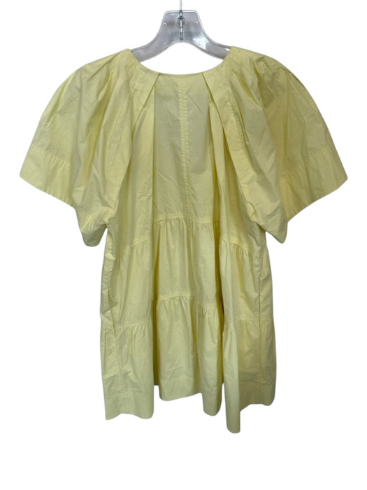 A.L.C. Size 4 Pale Yellow Cotton Short Sleeve V Neck Baby Doll Dress Pale Yellow / 4