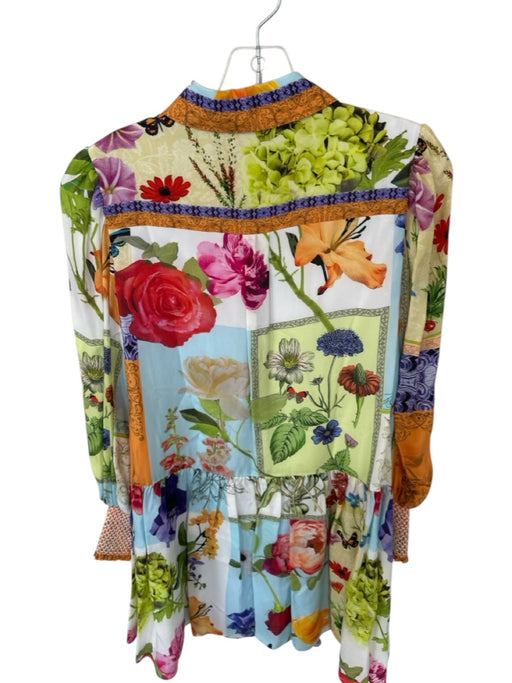 Alice & Olivia Size M Multi Cupro Long Balloon Sleeve Botanical Dress Multi / M