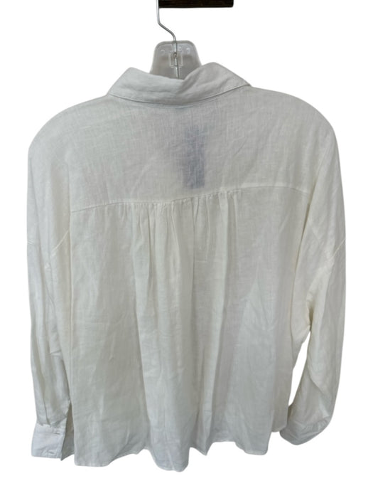 Young Fab & Broke Size S Ivory Linen Long Sleeve Twist Button Down Top Ivory / S