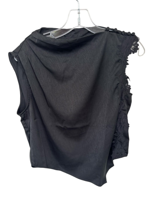 heartloom Size M Black Nylon Blend Sleeveless Lace Sides Top Black / M