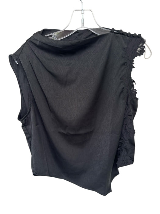 heartloom Size M Black Nylon Blend Sleeveless Lace Sides Top Black / M