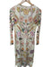 Marie Oliver Size XS Cream & Purple Viscose Long Sleeve Botanical Bodycon Dress Cream & Purple / XS