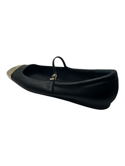 Dolce Vita Shoe Size 9 Black & Gold Leather Cap Toe Metallic Flats Black & Gold / 9