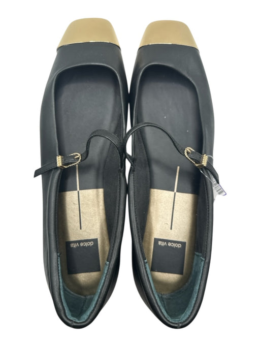 Dolce Vita Shoe Size 9 Black & Gold Leather Cap Toe Metallic Flats Black & Gold / 9