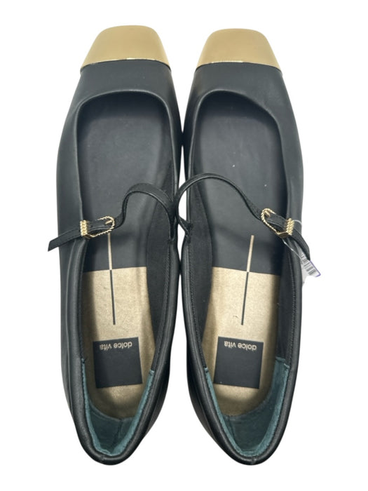 Dolce Vita Shoe Size 9 Black & Gold Leather Cap Toe Metallic Flats Black & Gold / 9