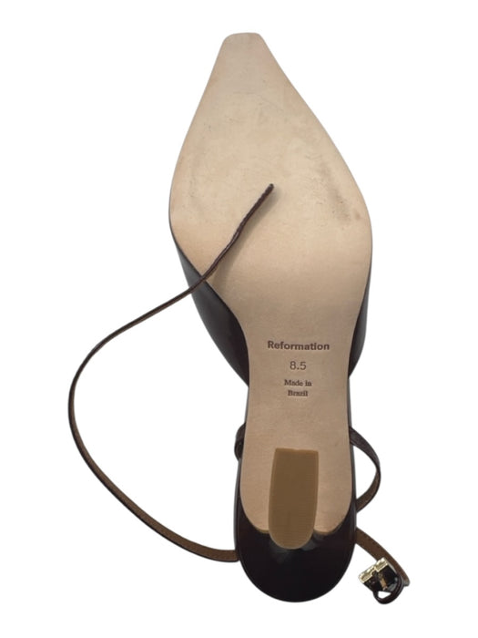 Reformation Shoe Size 8.5 Maroon Patent Leather Ankle Strap Stiletto Pumps Maroon / 8.5