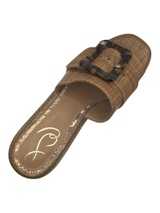 Sam Edelman Shoe Size 8.5 Brown Raffia Platform Buckle Mules Brown / 8.5
