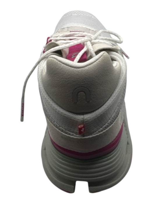 On Cloud Shoe Size 9.5 White & Magenta Canvas Perforated lace up Sneakers White & Magenta / 9.5