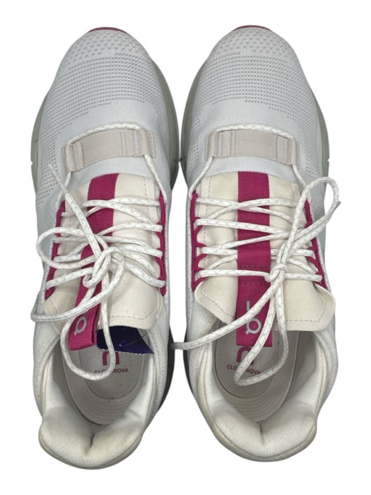 On Cloud Shoe Size 9.5 White & Magenta Canvas Perforated lace up Sneakers White & Magenta / 9.5