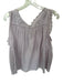 Rebecca Taylor Size 8 Purple Cotton Cap Sleeve Lace Detail V Neck Top Purple / 8