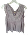 Rebecca Taylor Size 8 Purple Cotton Cap Sleeve Lace Detail V Neck Top Purple / 8