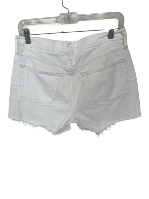 Agolde Size 27 White Organic Cotton High Waist Button Fly Cut Off Denim Shorts White / 27
