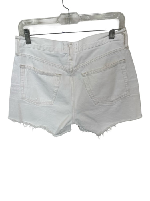 Agolde Size 27 White Organic Cotton High Waist Button Fly Cut Off Denim Shorts White / 27