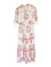 Oliphant Size S White & Orange Cotton 3/4 Balloon Sleeve Flowers Button Dress White & Orange / S