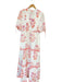 Oliphant Size S White & Orange Cotton 3/4 Balloon Sleeve Flowers Button Dress White & Orange / S