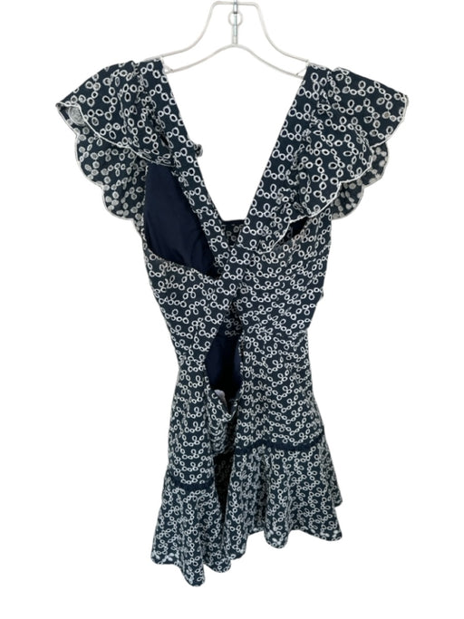 Keepsake Size S Navy & white Cotton Flutter Sleeves Eyelet Back Zip Dress Navy & white / S