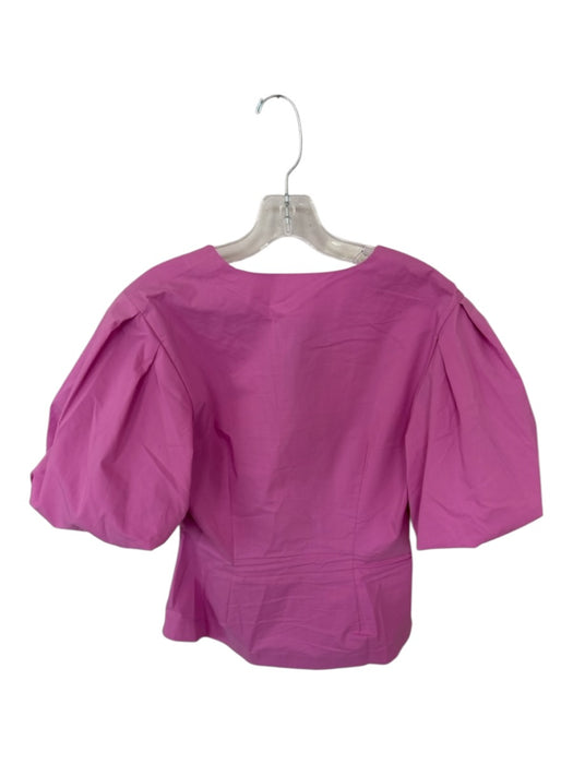 Jonathan Simkhai Size M Purple Cotton Blend 3/4 Balloon Sleeve Twist Top Purple / M