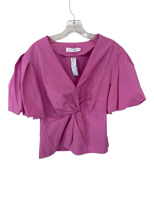 Jonathan Simkhai Size M Purple Cotton Blend 3/4 Balloon Sleeve Twist Top Purple / M
