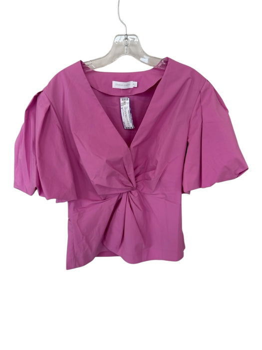 Jonathan Simkhai Size M Purple Cotton Blend 3/4 Balloon Sleeve Twist Top Purple / M