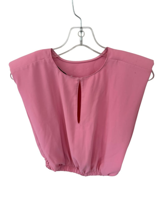Amanda Uprichard Size XS Pink Polyester Cap Sleeve Shoulder Pads Cropped Top Pink / XS