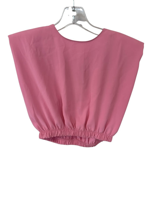 Amanda Uprichard Size XS Pink Polyester Cap Sleeve Shoulder Pads Cropped Top Pink / XS