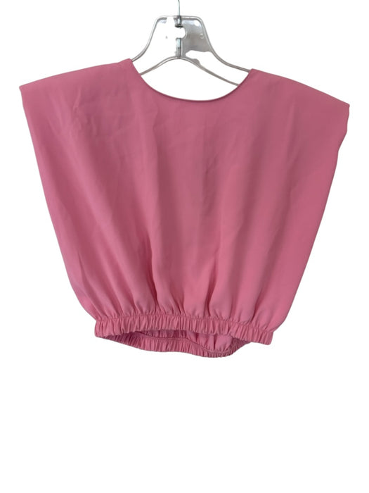 Amanda Uprichard Size XS Pink Polyester Cap Sleeve Shoulder Pads Cropped Top Pink / XS