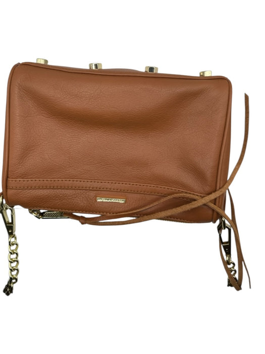 Rebecca Minkoff Brown & Gold Leather Chain Strap Gold Hardware Crossbody Bag Brown & Gold / S