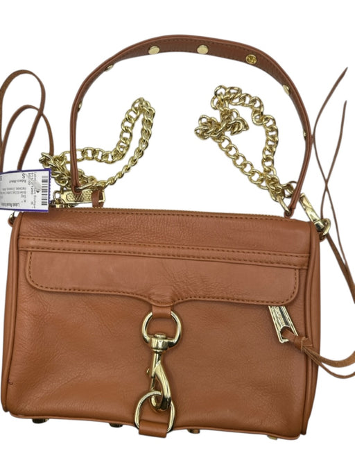 Rebecca Minkoff Brown & Gold Leather Chain Strap Gold Hardware Crossbody Bag Brown & Gold / S